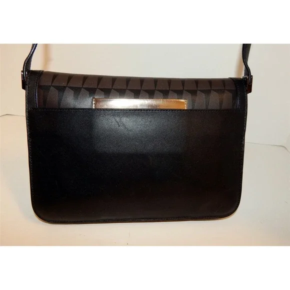 Times Arrow Gray Black Leather Crossbody‎ Bag $550rt - Picture 4 of 7